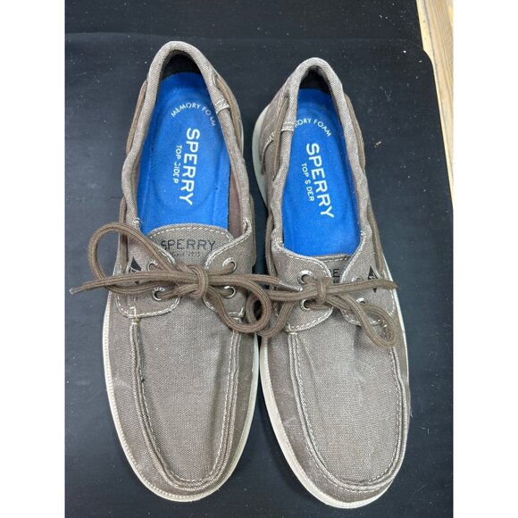 Sperry Top-Sider Mens Canvas Boat Shoes Size 8.5 Brown Slip On - Picture 3 of 7